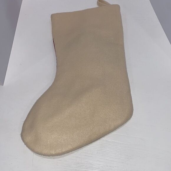 Let It Snow Holiday Snowman Christmas Stocking In Off White And Red - Picture 8 of 12